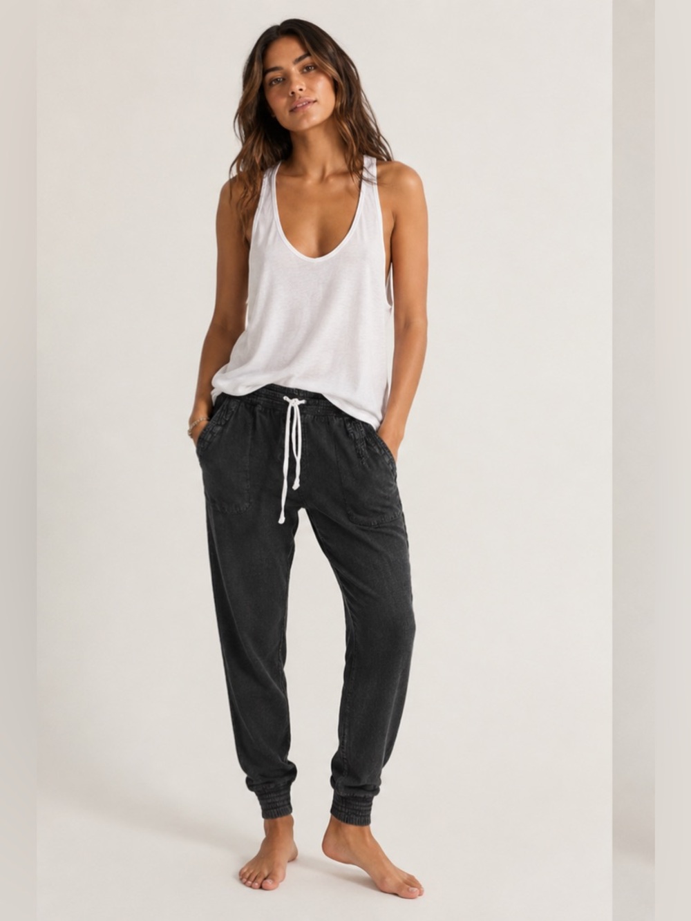 Rip Curl Black Beachy Coastal Rustic Loungewear  Casual Comfy Joggers Large